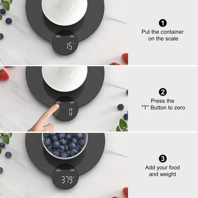 Alt view image 5 of 7 - 1g/0.1oz Precision Food Scale, HD LED Display Digital Kitchen Scale, Stainless Steel, 11lb Capacity for Cooking Baking (Batteries Included)