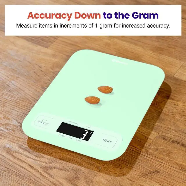Alt view image 2 of 6 - Food Kitchen Scale, Digital Grams and Ounces for Weight Loss, Baking, Cooking, Keto and Meal Prep, Large, Green