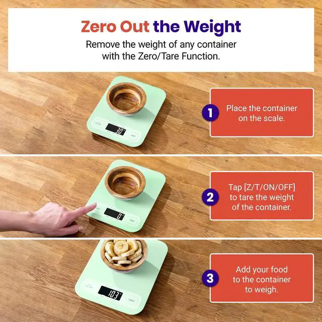 Alt view image 4 of 6 - Food Kitchen Scale, Digital Grams and Ounces for Weight Loss, Baking, Cooking, Keto and Meal Prep, Large, Green