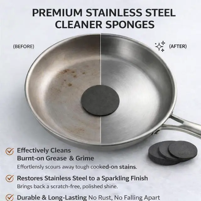 Alt view image 2 of 7 - Steel Sponge for Stainless Steel Pans Cookware,Steelis Sponge for Stainless Steel Surfaces; Leaves No Scratches, Durable Kitchen Sponge (3 PCS)