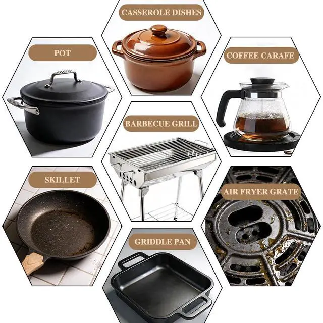 Alt view image 7 of 7 - Cast Iron Cleaner, 6 Inch 316 Stainless Steel Skillet Cleaner, Cast Iron Scrubber with Hanging Ring, Chain Mail Scrubber for Griddle Skillet, BBQ Grills, Wok, Cast Iron Pan