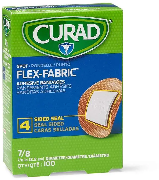 Main image of Curad Flex Fabric Spot Adhesive Bandages, Bandage Diameter is 7/8" (Box of 100)