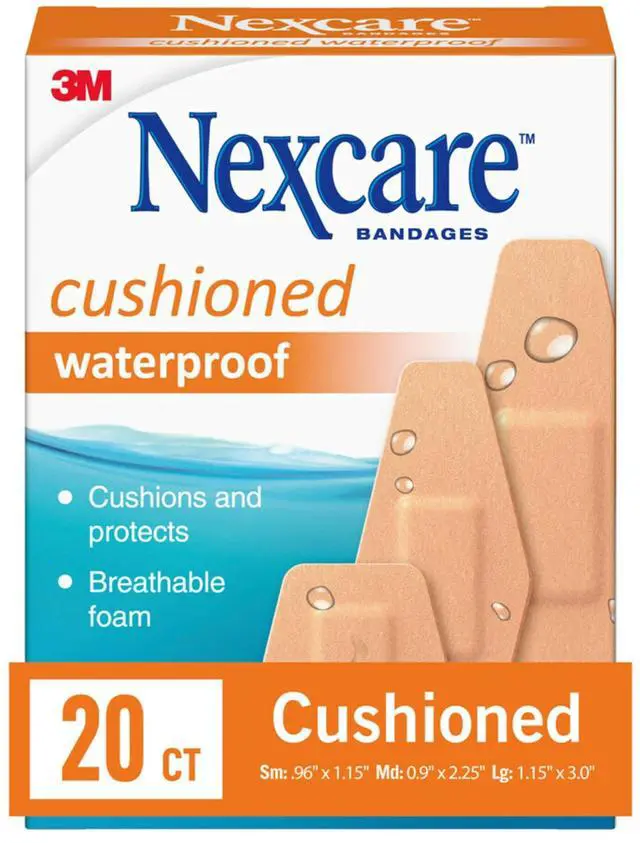 Main image of Waterproof Cushioned Bandages, Assorted Sizes, 20 Count