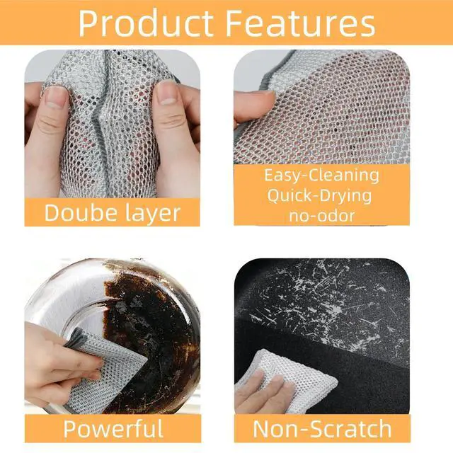Alt view image 3 of 4 - Extra-Large Size 12PCS Multipurpose Wire Dishwashing Rag,Non Scratch Wire Dishcloth, Reusable Steel Wool Scrubber,Non-Scratch&Quick-Drying&Odor-Resistant Multi-Purpose for Kitchen,Bathroom Cleaning