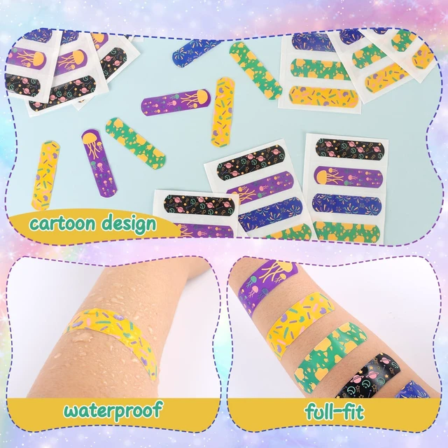 Alt view image 7 of 7 - 50 Count Kids Bandaids, Glow in The Dark & Waterproof Bandages, One Size Cute Bandaids for Kids and Adults, 5 Styles Adhesive Bandages for Minor Cuts, Scrapes, Wounds and First Aid