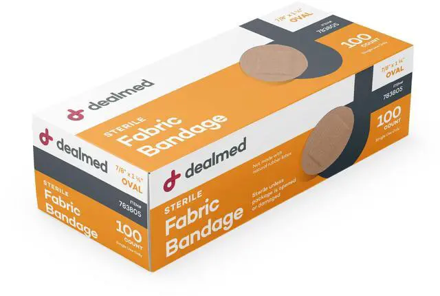 Main image of Flexible Fabric Oval Spot Adhesive Bandages 100 Count (1 Pack) Non-Stick Pad, Latex Free, Wound Care for First Aid Kit, 7/8" x 1 1/4"