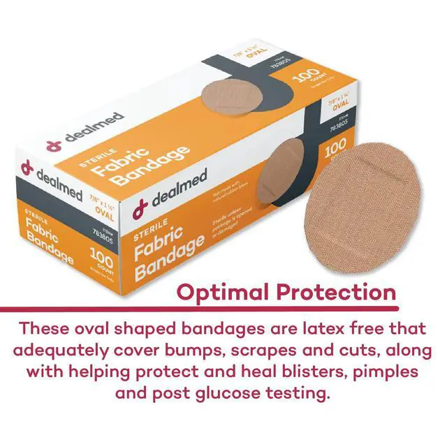 Alt view image 4 of 7 - Flexible Fabric Oval Spot Adhesive Bandages 100 Count (1 Pack) Non-Stick Pad, Latex Free, Wound Care for First Aid Kit, 7/8" x 1 1/4"