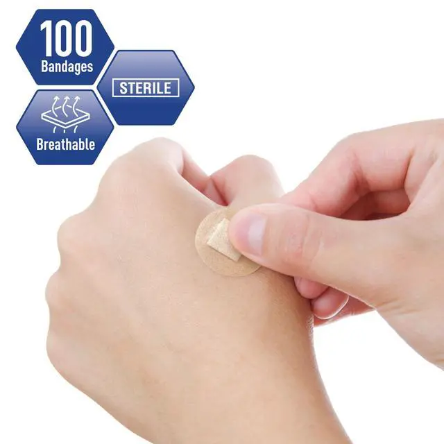 Alt view image 6 of 6 - Sterile Round Clear Spot Bandages,Hypoallergenic,7/8 in,100-Count