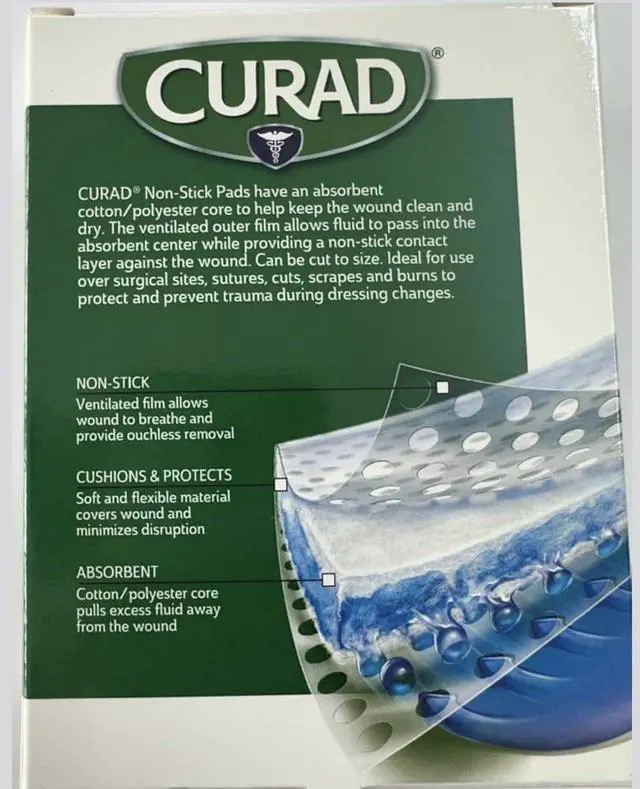Alt view image 2 of 4 - Curad Non-Stick Pads, 3 Inches X 4 Inches 10 Count
