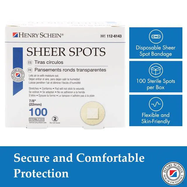 Alt view image 3 of 6 - Sheer Spot Adhesive Bandage, 7/8", Sterile, 100 Ct