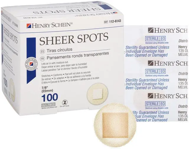 Main image of Sheer Spot Adhesive Bandage, 7/8", Sterile, 100 Ct