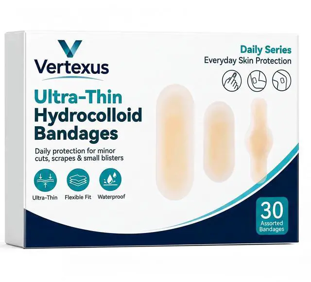 Main image of Ultra-Thin Hydrocolloid Gel Bandages for Advanced Healing, 30 Count Assorted Sizes, Waterproof Hydrocolloid Dressings for Minor Cuts, Scrapes, Blisters and Burns, Invisible Daily Protection