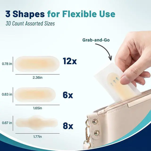Alt view image 3 of 7 - Ultra-Thin Hydrocolloid Gel Bandages for Advanced Healing, 30 Count Assorted Sizes, Waterproof Hydrocolloid Dressings for Minor Cuts, Scrapes, Blisters and Burns, Invisible Daily Protection
