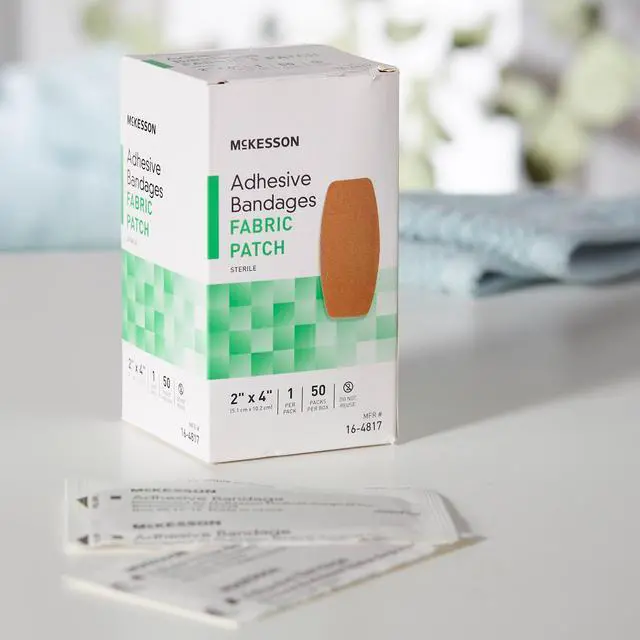 Alt view image 6 of 7 - Adhesive Bandages, Sterile, Fabric, Tan, 2 x 4 in, 50 ct
