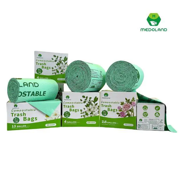 Alt view image 5 of 7 - BPI Certified Compostable Trash Bags 13Gallon (30 Count) - 3X Thicker Than Regular, Leak & Tear Resistant for Kitchen/Garden/Food Waste, 90-Day Breakdown in Home/Industrial Use, 0.91mils Plant-Based