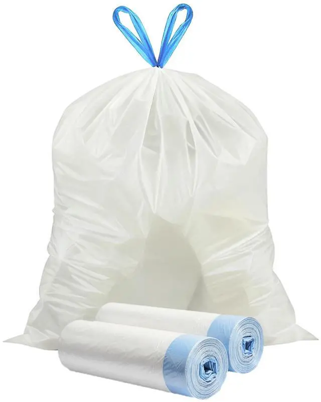 Main image of 4 Gallon Trash Bags Drawstring,1.5 Mil Thick, Unscented, 58 Count (2 Rolls) - Strong Small Trash Bags for Bathroom, Bedroom, Office & Kitchen Cans - Individually Separated, Easy Pull, No Tear Needed