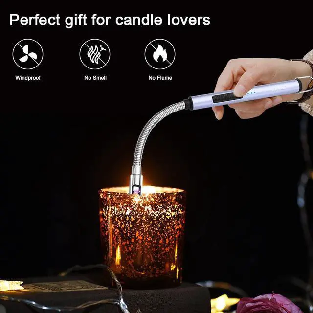Alt view image 2 of 7 - Electric Arc Candle Lighter Flameless Rechargeable USB Long Lighter for Candle Cooking BBQs Fireworks Blue