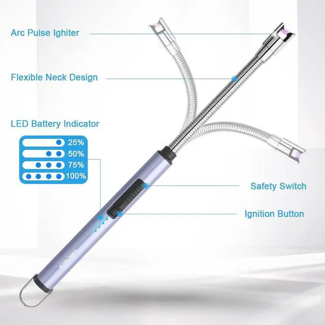 Alt view image 4 of 7 - Electric Arc Candle Lighter Flameless Rechargeable USB Long Lighter for Candle Cooking BBQs Fireworks Blue