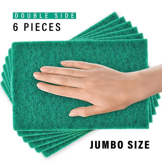 Alt view image 2 of 3 - 6 X-Large Scouring Pads 9" x 6" Extra Large Dish Pad for Heavy Duty Cleaning, 100% Bigger Than Standard Size (6 Pack)