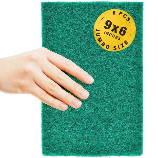 Alt view image 3 of 3 - 6 X-Large Scouring Pads 9" x 6" Extra Large Dish Pad for Heavy Duty Cleaning, 100% Bigger Than Standard Size (6 Pack)