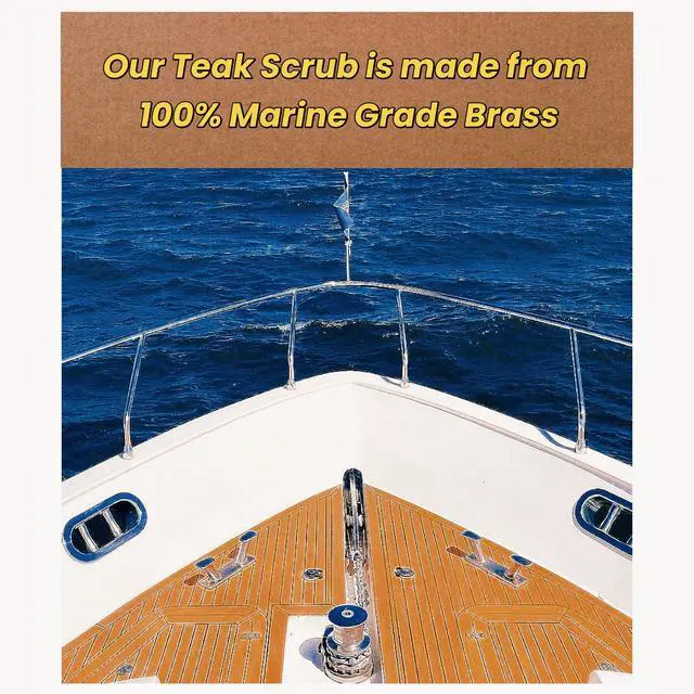 Alt view image 4 of 5 - Marine Grade Brass Teak Scrubber not Cheap Stainless Steel Scrub Scouring Pad | Gentle Non-Scratch Deck | Rustproof | Premium Yacht Wood Restorer - Refinish Wood Furniture & Boat Teak