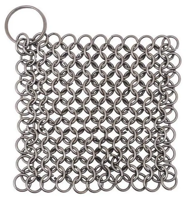 Main image of Cast Iron Scrubber 316 Stainless Steel Skillet Cleaner 3.9"x3.9" Chainmail Scrubber Chain Mail Scrub with Hanging Ring for Cast Iron Pre-Seasoned Pans, BBQ Grills Cookware Utensils Cleaning