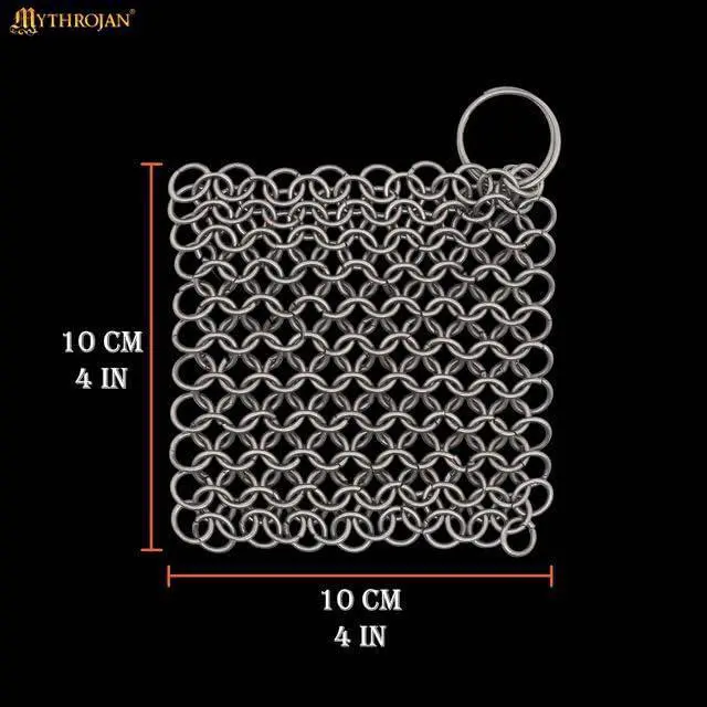 Alt view image 2 of 7 - Cast Iron Scrubber 316 Stainless Steel Skillet Cleaner 3.9"x3.9" Chainmail Scrubber Chain Mail Scrub with Hanging Ring for Cast Iron Pre-Seasoned Pans, BBQ Grills Cookware Utensils Cleaning