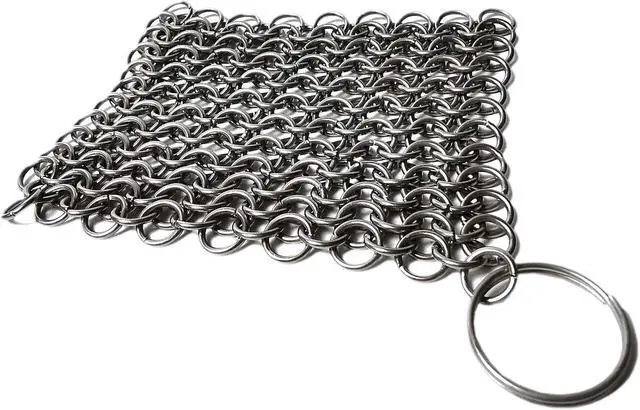 Alt view image 7 of 7 - Cast Iron Scrubber 316 Stainless Steel Skillet Cleaner 3.9"x3.9" Chainmail Scrubber Chain Mail Scrub with Hanging Ring for Cast Iron Pre-Seasoned Pans, BBQ Grills Cookware Utensils Cleaning