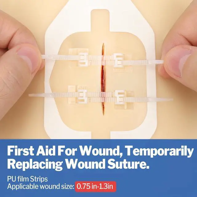 Alt view image 3 of 7 - 16 Pack Wound Closure Strips, 4 Types Butterfly Bandages, Emergency Laceration Closure Kit, Repair Wounds Without Stitches, Quick Clot Zip Stitch Wound Closures Device
