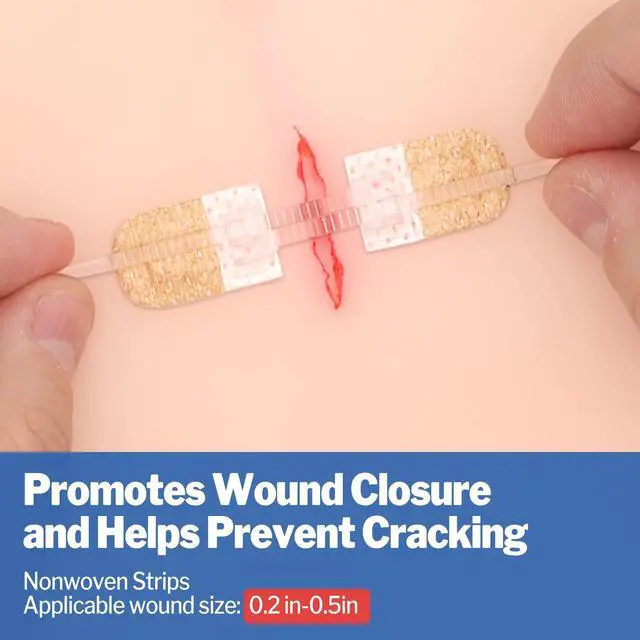 Alt view image 5 of 7 - 16 Pack Wound Closure Strips, 4 Types Butterfly Bandages, Emergency Laceration Closure Kit, Repair Wounds Without Stitches, Quick Clot Zip Stitch Wound Closures Device