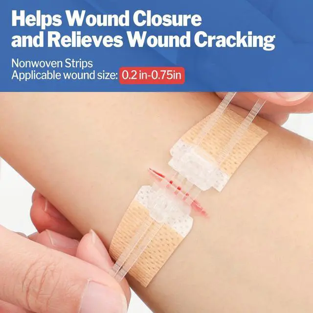 Alt view image 4 of 7 - 16 Pack Wound Closure Strips, 4 Types Butterfly Bandages, Emergency Laceration Closure Kit, Repair Wounds Without Stitches, Quick Clot Zip Stitch Wound Closures Device