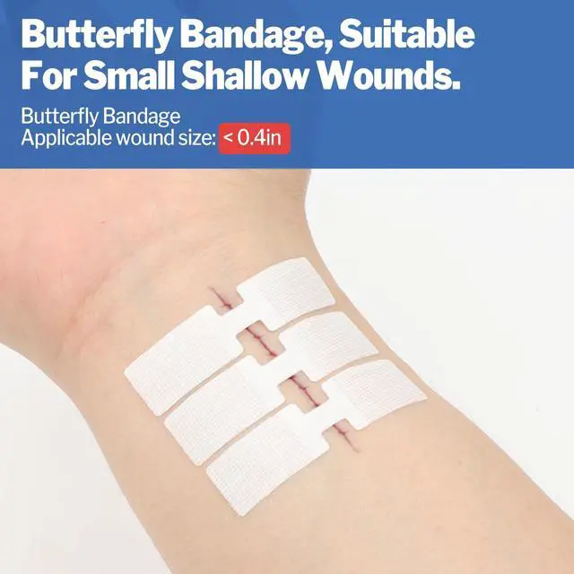 Alt view image 6 of 7 - 16 Pack Wound Closure Strips, 4 Types Butterfly Bandages, Emergency Laceration Closure Kit, Repair Wounds Without Stitches, Quick Clot Zip Stitch Wound Closures Device