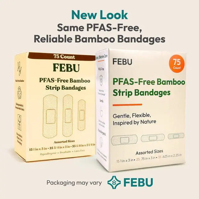 Alt view image 2 of 7 - Eco-Friendly Bamboo Fabric Bandages | PFAS Free Flexible Fabric Bandages | Natural Hypoallergenic Bandage for Scrapes, Cuts & First Aid | Fully Compostable, Latex Free Bandage | 75 Count Strip