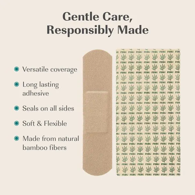 Alt view image 5 of 7 - Eco-Friendly Bamboo Fabric Bandages | PFAS Free Flexible Fabric Bandages | Natural Hypoallergenic Bandage for Scrapes, Cuts & First Aid | Fully Compostable, Latex Free Bandage | 75 Count Strip