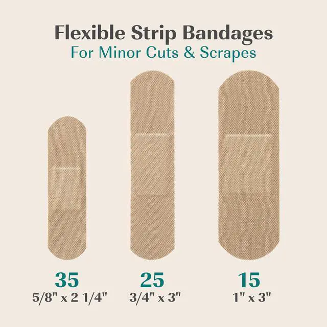 Alt view image 6 of 7 - Eco-Friendly Bamboo Fabric Bandages | PFAS Free Flexible Fabric Bandages | Natural Hypoallergenic Bandage for Scrapes, Cuts & First Aid | Fully Compostable, Latex Free Bandage | 75 Count Strip