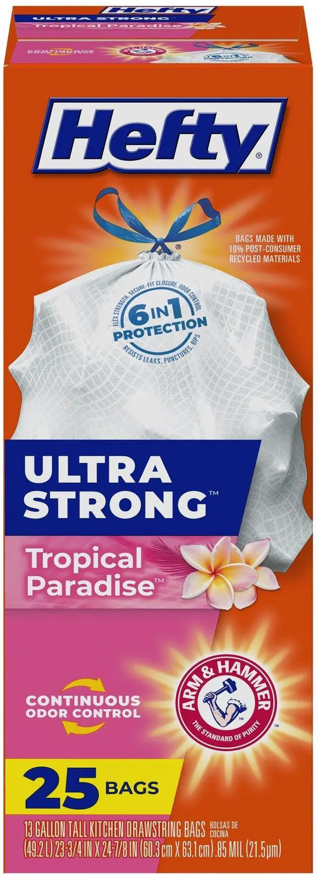 Main image of Ultra Strong Tall Kitchen Trash Bags, Tropical Paradise, 13 Gallon 25 Count (Pack of 1)