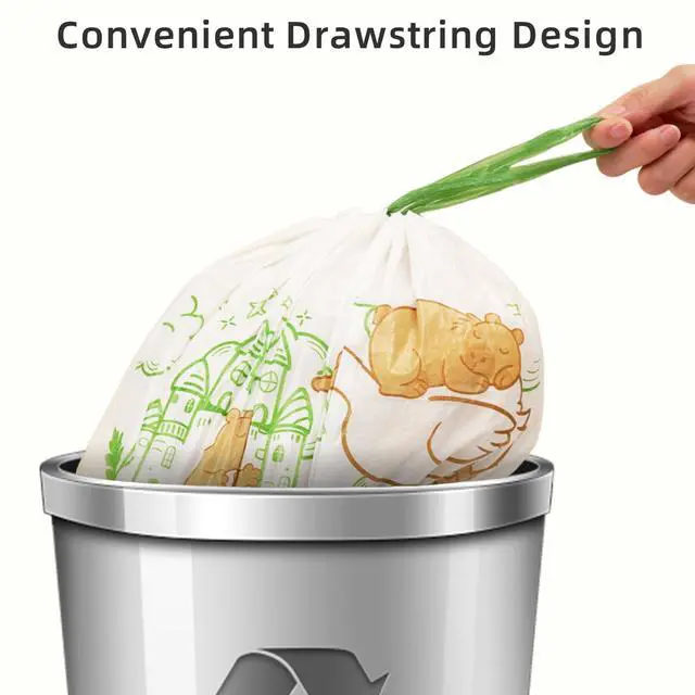 Alt view image 3 of 7 - 13 Gallon Trash Bags with Printed Design and Drawstring, Leakproof and Odor Control Garbage Bags Tall Kitchen, Tear-Resistant Kitchen Trash Bags for Home, Portable Garbage Bags, 50 Count