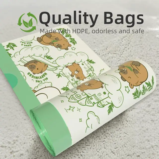 Alt view image 6 of 7 - 13 Gallon Trash Bags with Printed Design and Drawstring, Leakproof and Odor Control Garbage Bags Tall Kitchen, Tear-Resistant Kitchen Trash Bags for Home, Portable Garbage Bags, 50 Count
