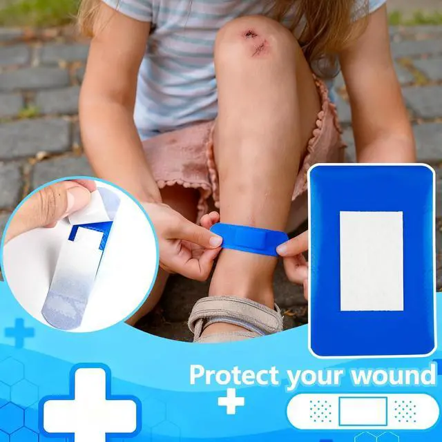 Alt view image 5 of 6 - 200 Pcs Waterproof Blue Bandaids, 4 Shapes Food Service Blue Detectable Adhesive Flexible Bandages with Quilt-Aid Pad, Breathable Bandaids for Catering Wound Care and Protection