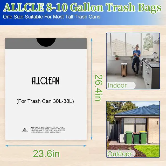 Alt view image 7 of 7 - 10 Gallon Trash Bags, Ultra-Strong Unscented Heavy-Duty Medium Drawstring Garbage Bags, Bin Liners for Kitchen, Office, Yard, Bathroom Trash Cans (30 Count)