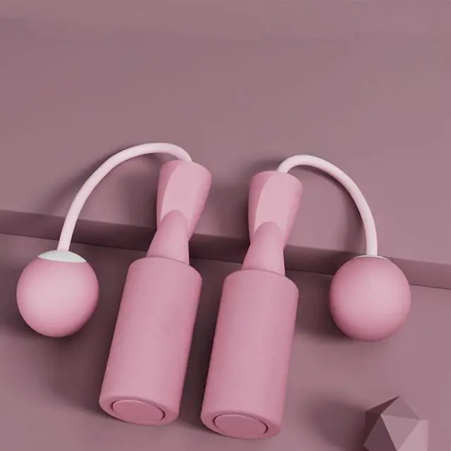 Alt view image 2 of 7 - Weighted Jump Rope Without Rope Skipping Rope No Line Speed Cordless For Fitness Workout Anywhere Ropeless Bod Rope for Exercise Training Beachbody Build (Small Ball Pink)