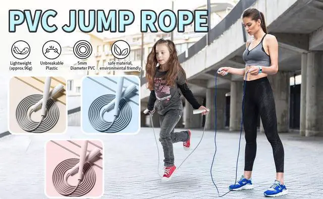 Alt view image 6 of 7 - Jump Ropes Kids, Adjustable Children Jump Rope with ABS Handles and PVC Rope for Child Student Toddler (Grey)