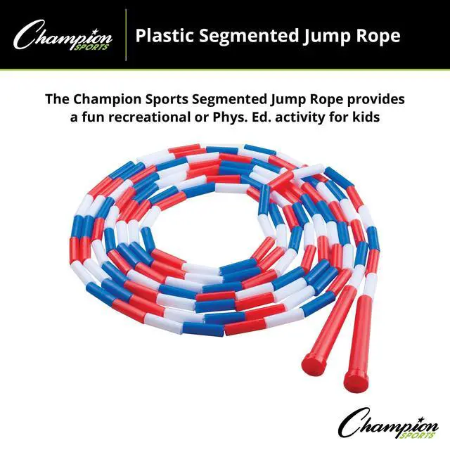 Alt view image 2 of 5 - Classic Plastic Segmented Beaded Jump Ropes - Phys. Ed, Gym, Fitness and Recreational Use, 16'L, Red/White/Blue