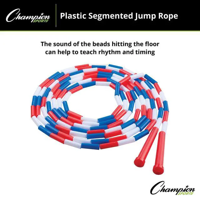 Alt view image 4 of 5 - Classic Plastic Segmented Beaded Jump Ropes - Phys. Ed, Gym, Fitness and Recreational Use, 16'L, Red/White/Blue