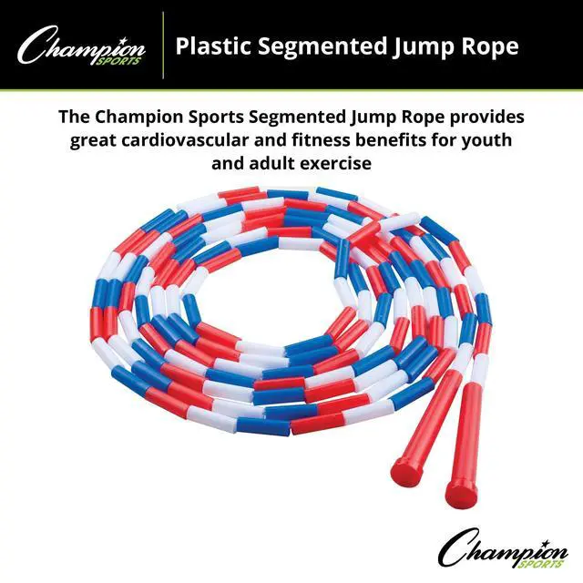 Alt view image 3 of 5 - Classic Plastic Segmented Beaded Jump Ropes - Phys. Ed, Gym, Fitness and Recreational Use, 16'L, Red/White/Blue