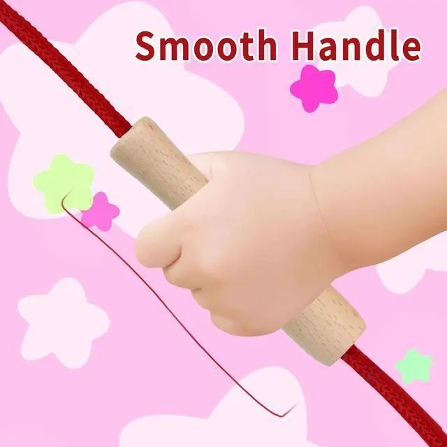 Alt view image 3 of 5 - Jump Rope for Kids, Adjustable Toddler Skipping Rope with Wooden Handle, 8.5ft Child Jumping rope for Girls and Boys Workout Outdoor Activity (Red)