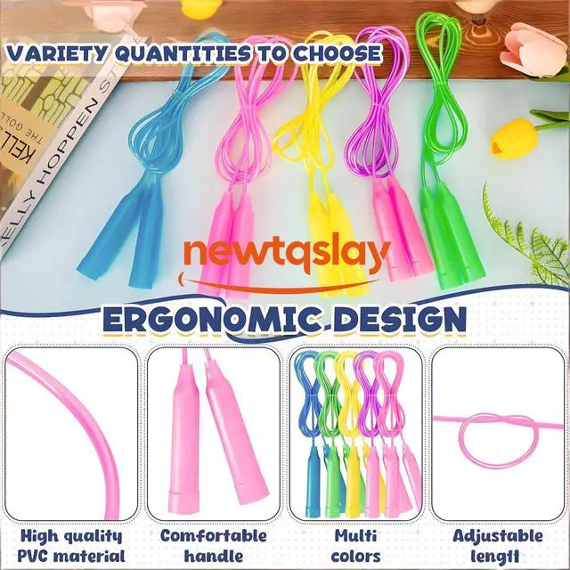 Alt view image 5 of 5 - 5-Pack Soft PVC Colorful Jump Ropes - Gentle Fitness for Home & Gym, Non-Slip Handles, Quiet Use on Floors