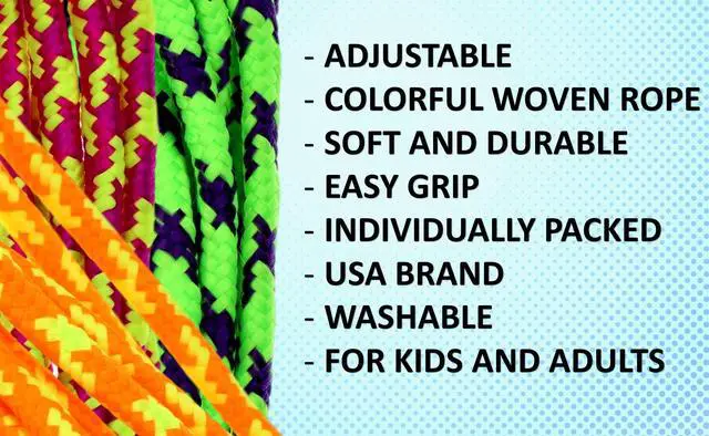 Alt view image 3 of 6 - 7ft Adjustable Jump Rope for Kids (2-Pack) Nylon Braided Skipping Rope for Kids | Playground Toys & Recess Equipment for Elementary School | Gymnastics Party Favors. 1995-2p