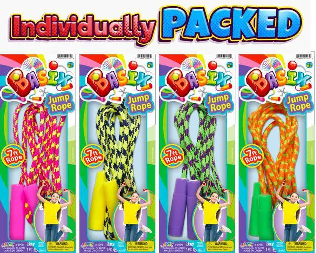 Alt view image 2 of 6 - 7ft Adjustable Jump Rope for Kids (2-Pack) Nylon Braided Skipping Rope for Kids | Playground Toys & Recess Equipment for Elementary School | Gymnastics Party Favors. 1995-2p