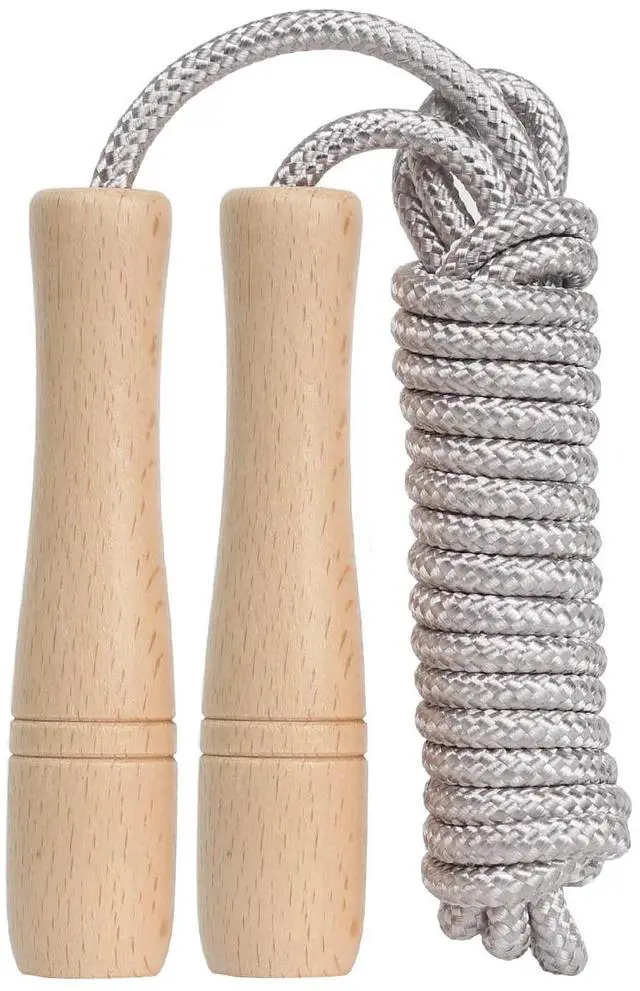 Main image of Jump Rope Kids,8.5ft Adjustable Cotton Skipping Rope with Wooden Handle for Boys and Girls Fitness Outdoor Exercise (Silver)